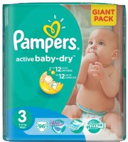 Photos - Nappies Pampers Active Baby-Dry 3 / 96 psc 