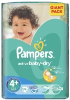 Photos - Nappies Pampers Active Baby-Dry 4 Plus / 74 pcs 