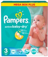 Photos - Nappies Pampers Active Baby-Dry 3 / 186 pcs 