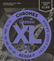 Strings DAddario XL Chromes Flat Wound 7-String Jazz 11-65 