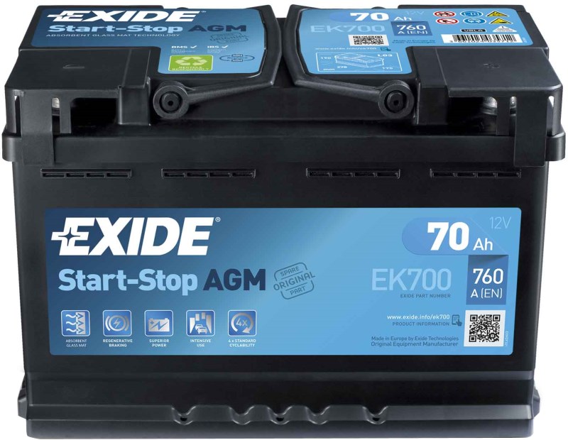 ▷ Comparison Exide Start-Stop AGM (AGM EK600) and Exide Premium